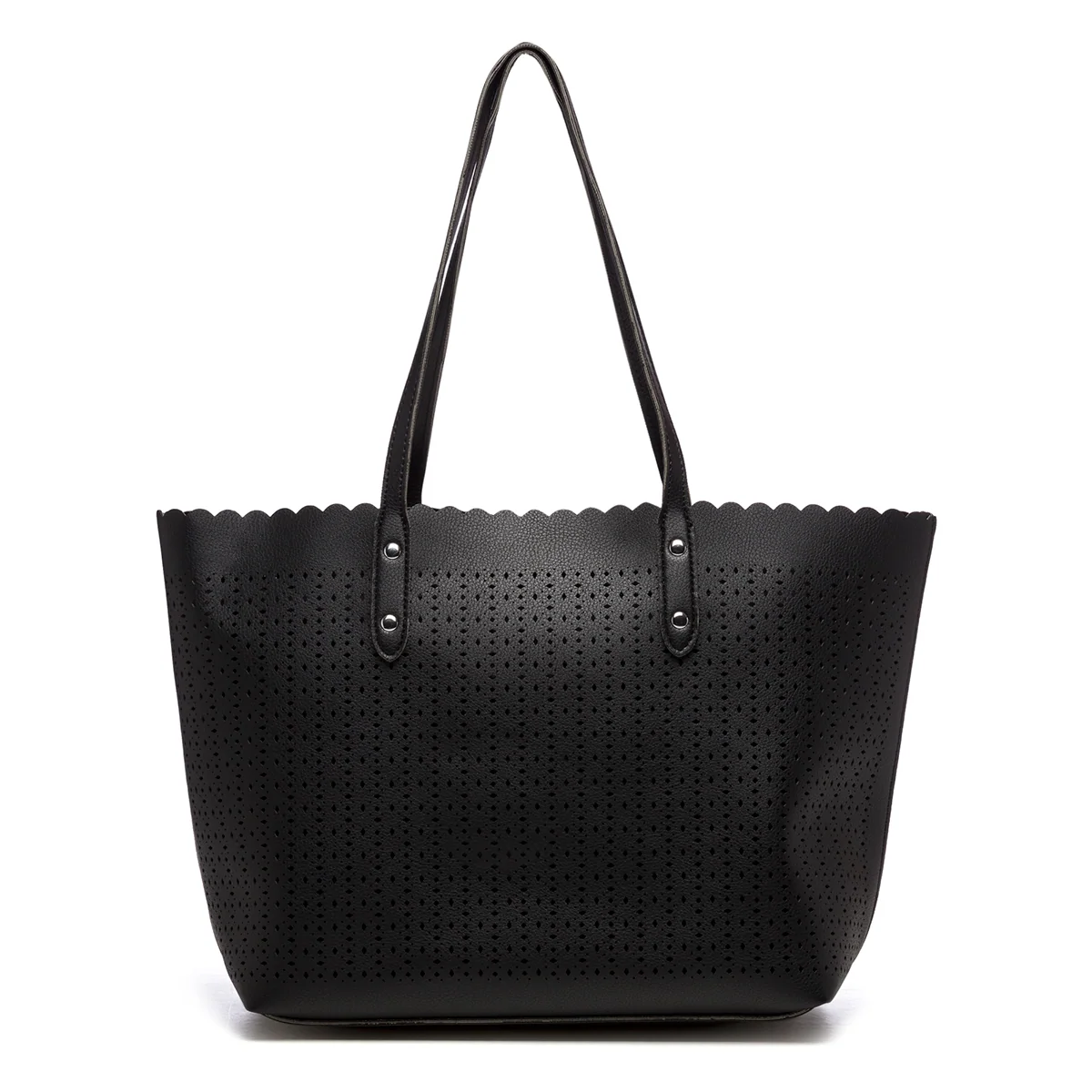 Borsa a spalla nera effetto traforato Lora Ferres