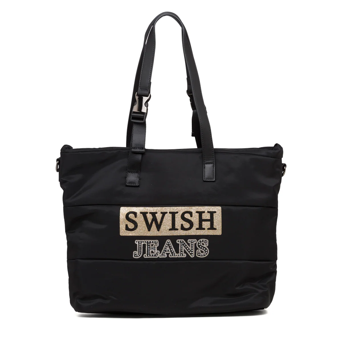 Borsa a spalla nera in nylon da donna Swish Jeans