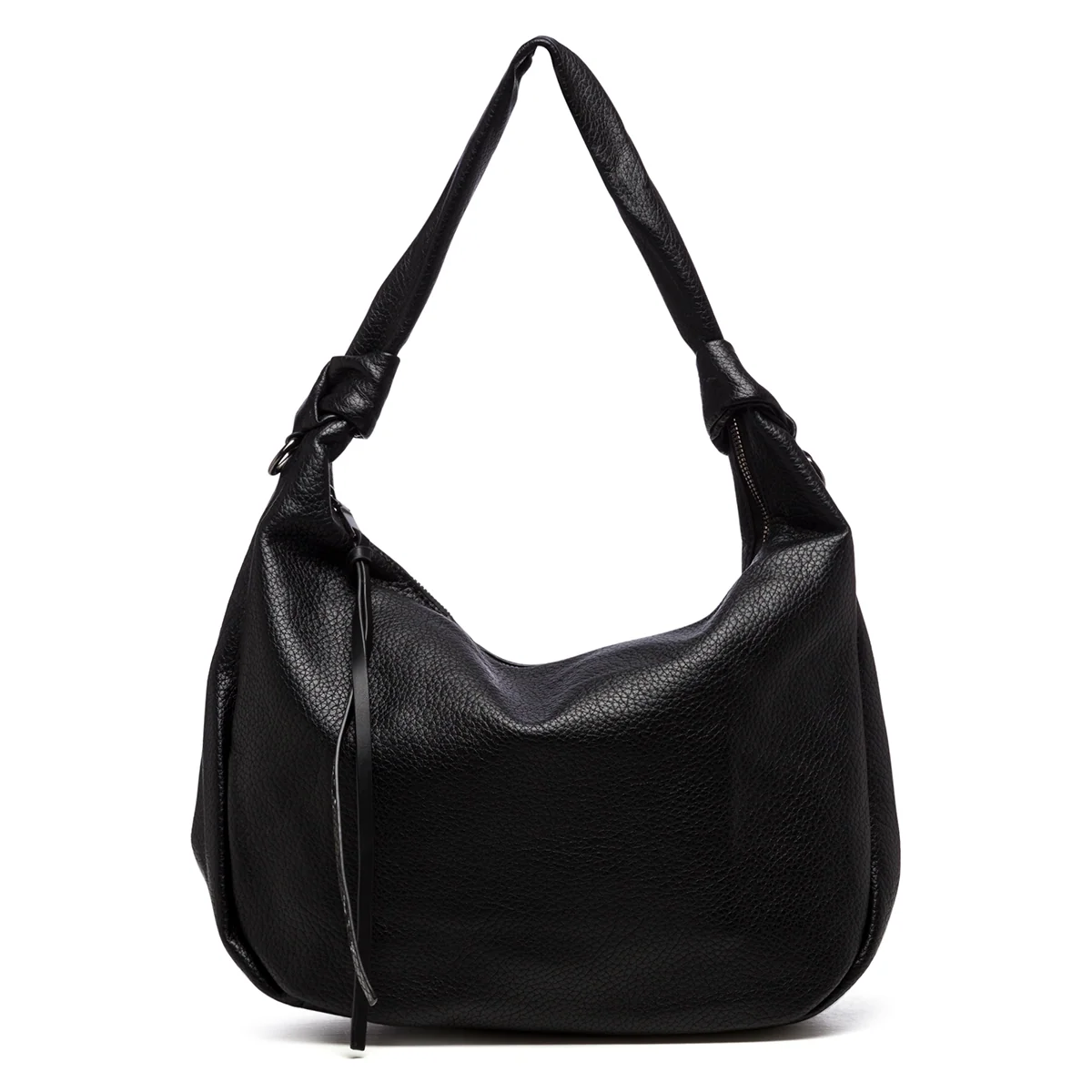 Borsa a spalla nera in similpelle martellata Numero Uno