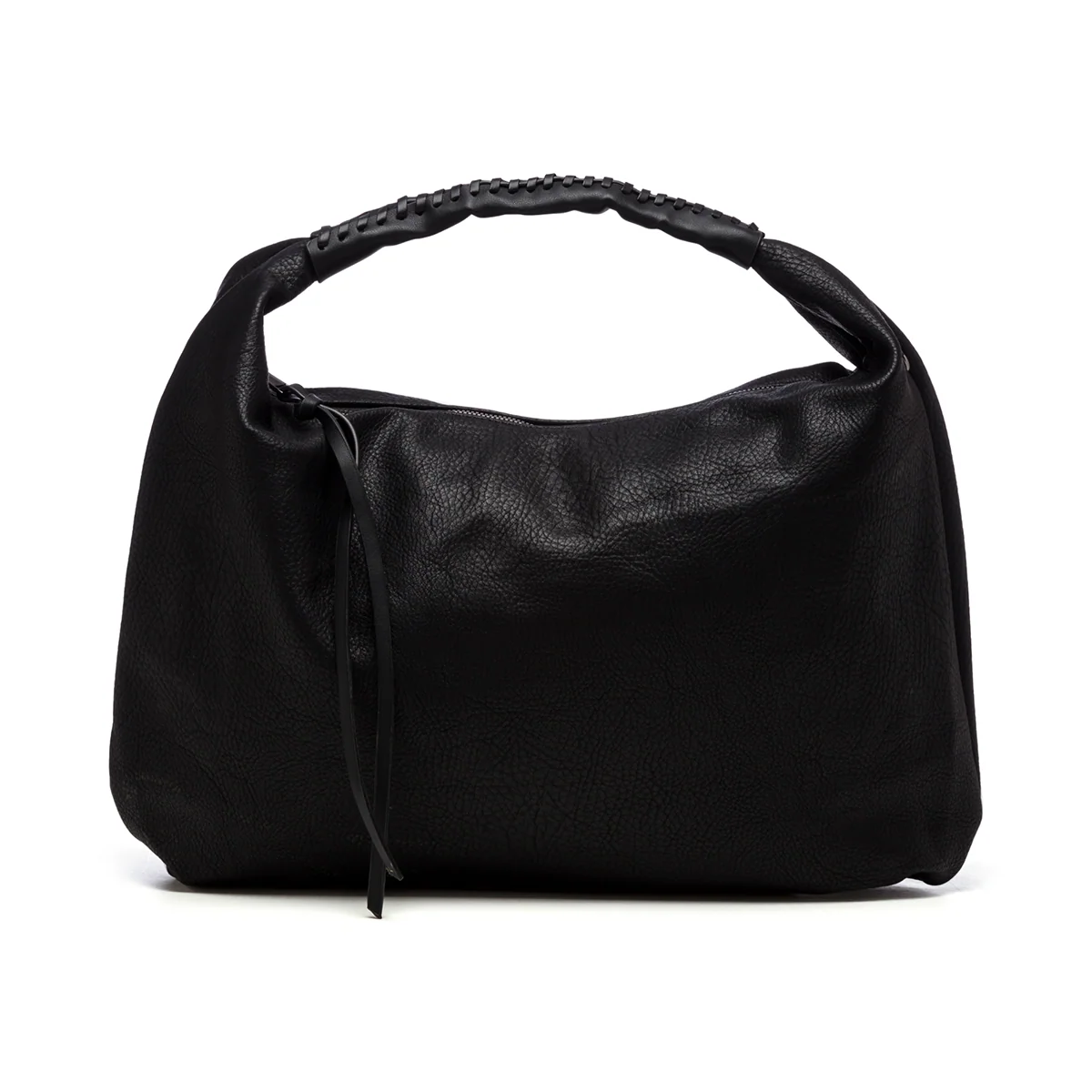 Borsa a spalla nera in similpelle martellata Numero Uno