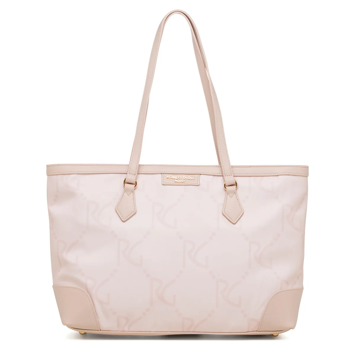 Borsa a spalla nude con monogramma da donna Romeo Gigli Milano Carmen