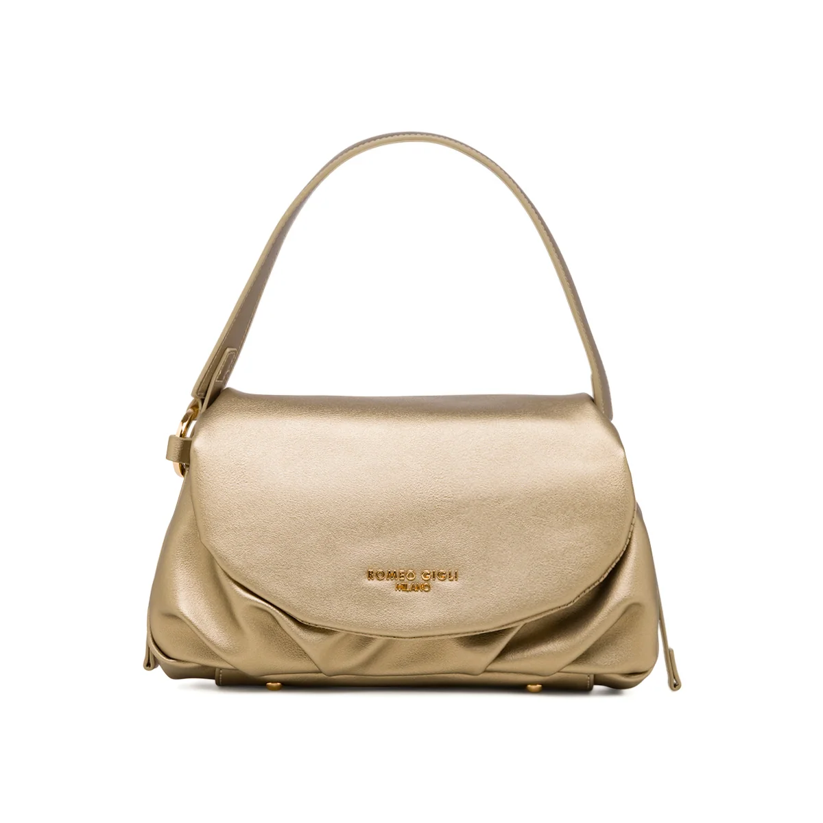 Borsa a spalla oro da donna con logo Romeo Gigli Milano