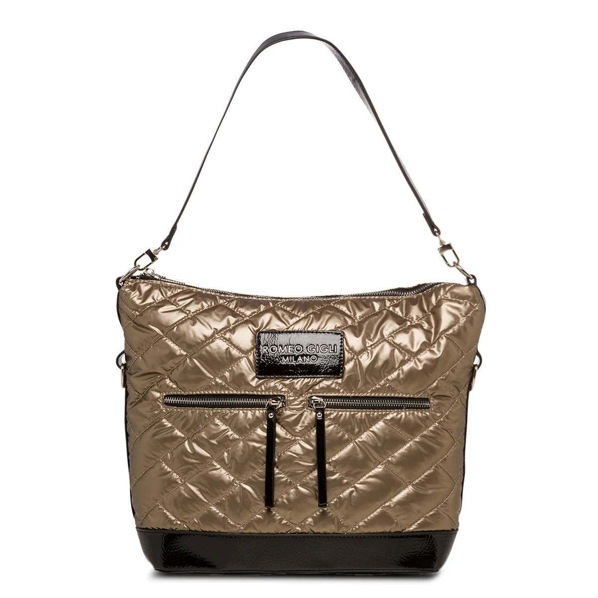 Borsa a spalla oro trapuntata da donna Romeo Gigli Milano Reagan