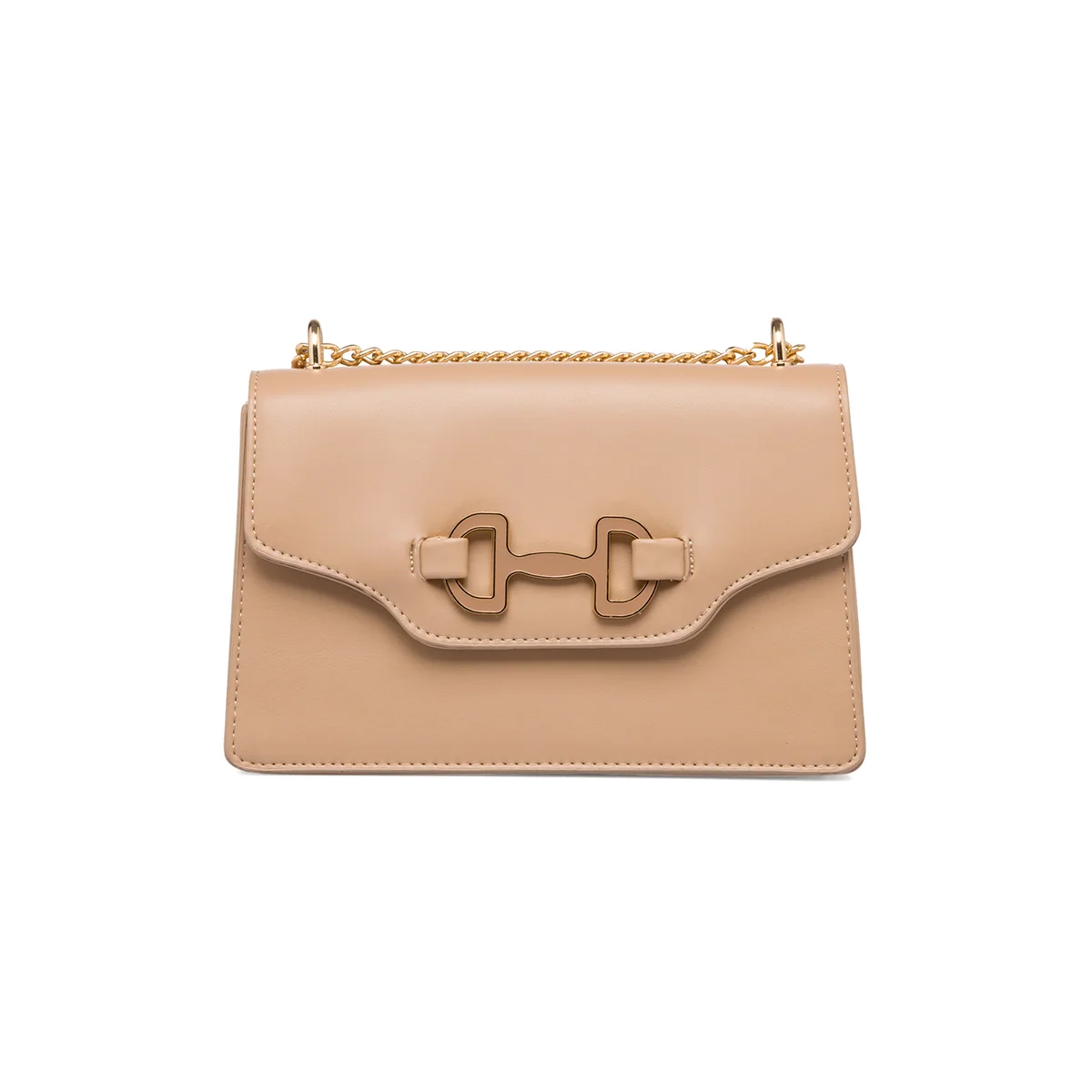 Borsa a tracolla beige da donna con morsetto Lora Ferres