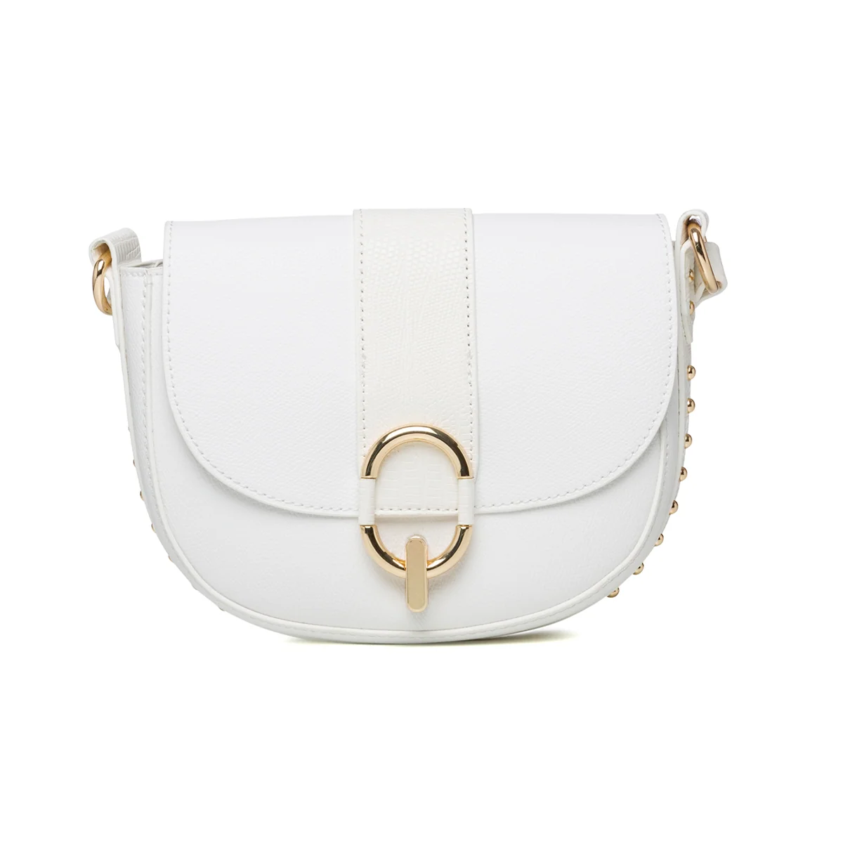 Borsa a tracolla bianca con piccole borchie oro Carrera Jeans Nova