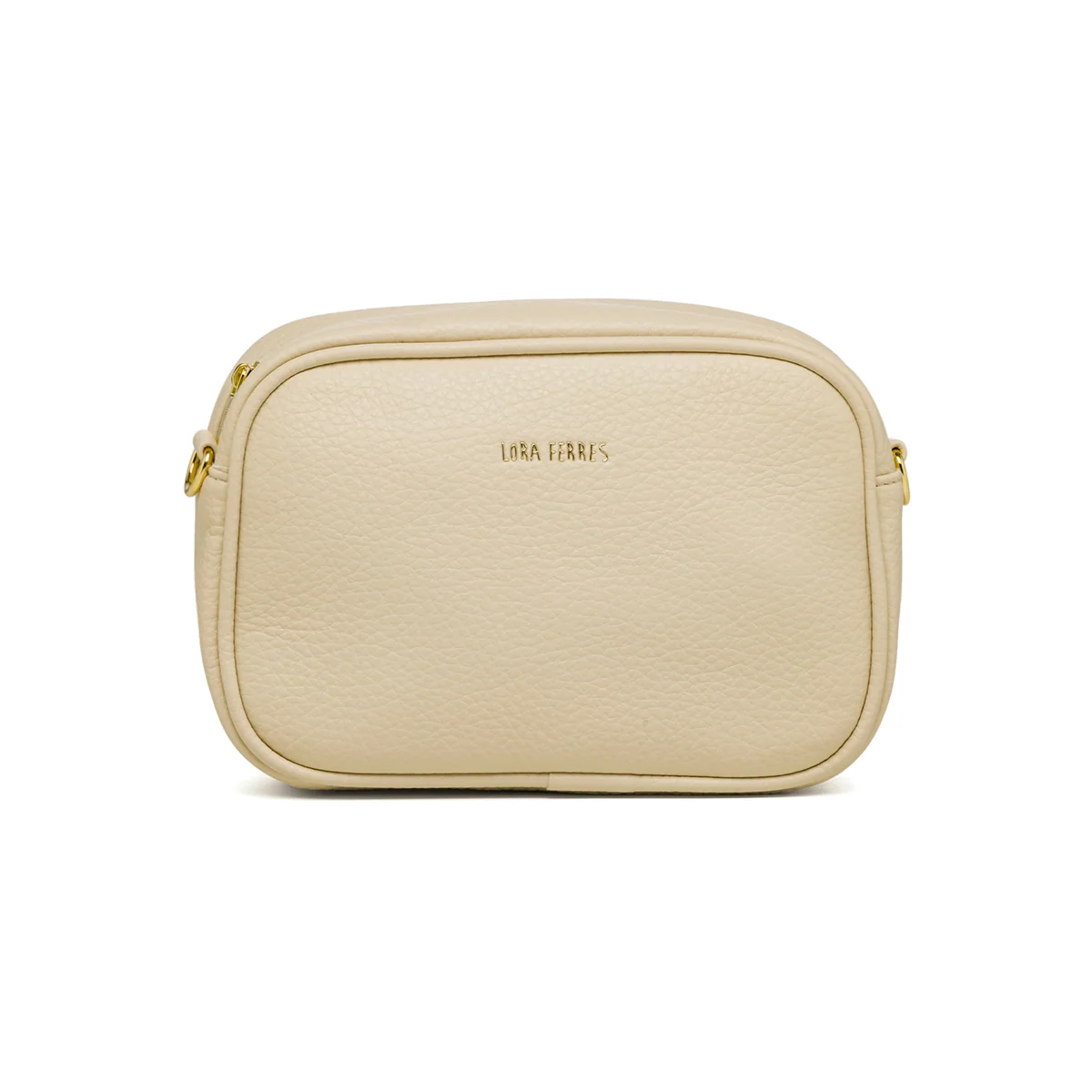 Borsa a tracolla bianco off-white con logo frontale Lora Ferres