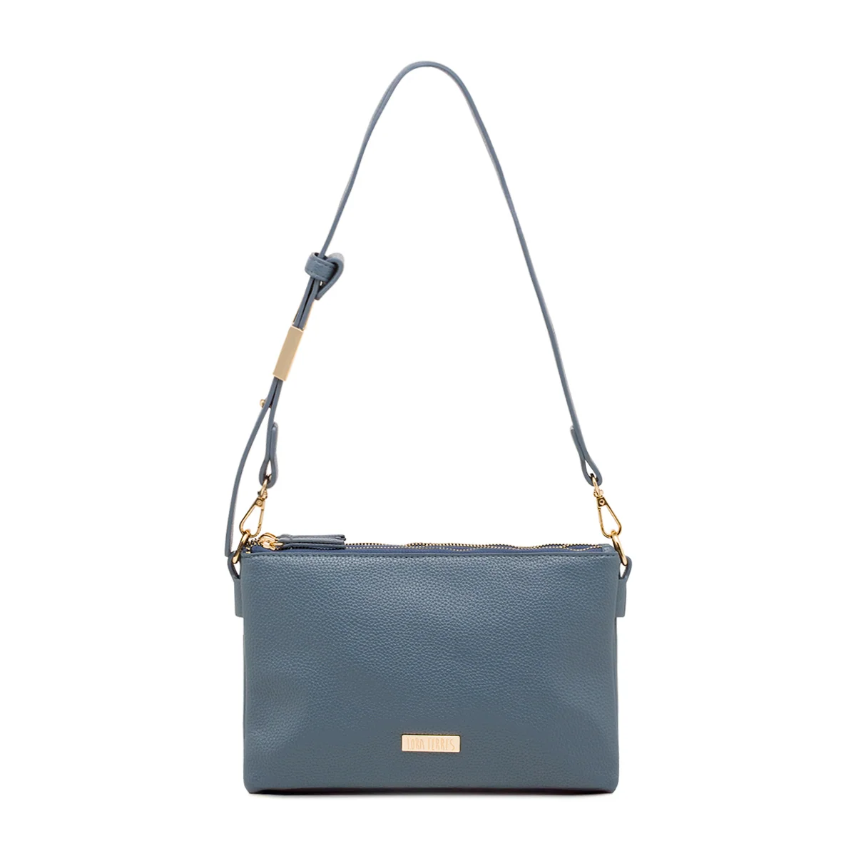 Borsa a tracolla Blu con logo regolabile da Donna e tripla cerinera Lora Ferres