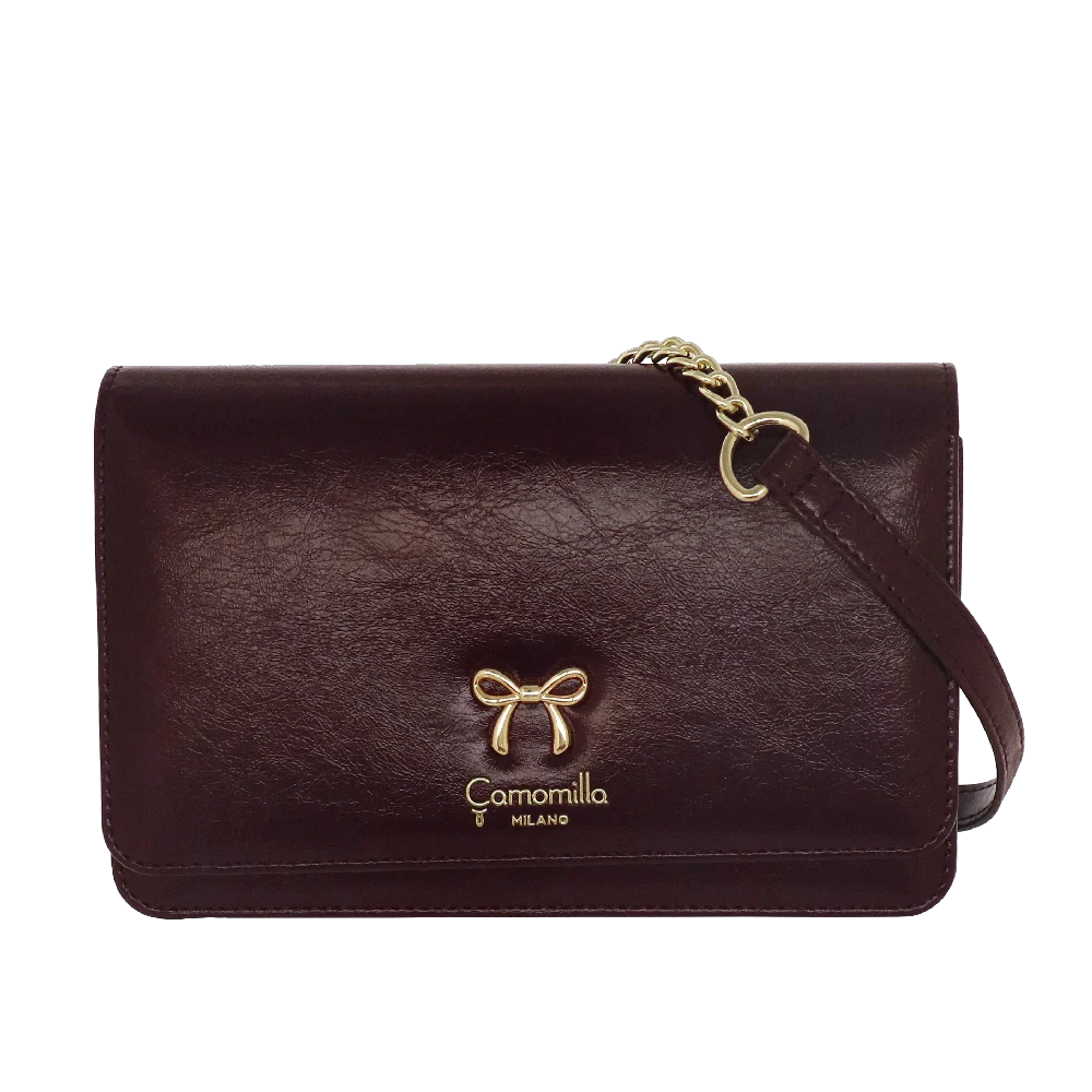 Borsa a tracolla Bordeaux da Donna con fiocchetto Camomilla Milano