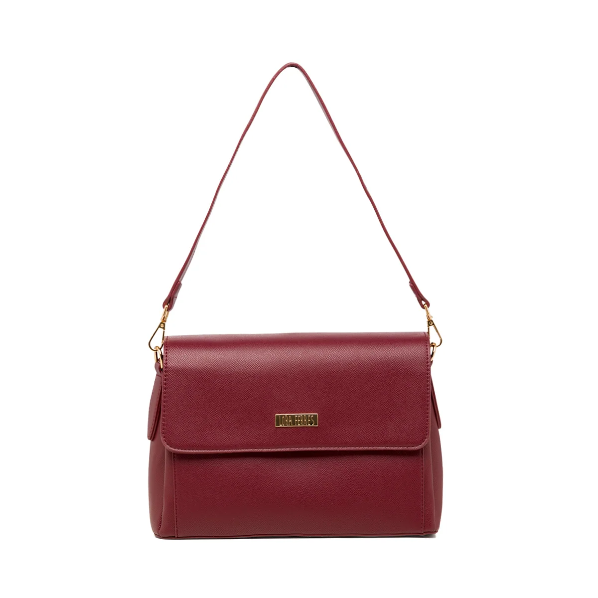 Borsa a tracolla bordeaux da donna con logo Lora Ferres