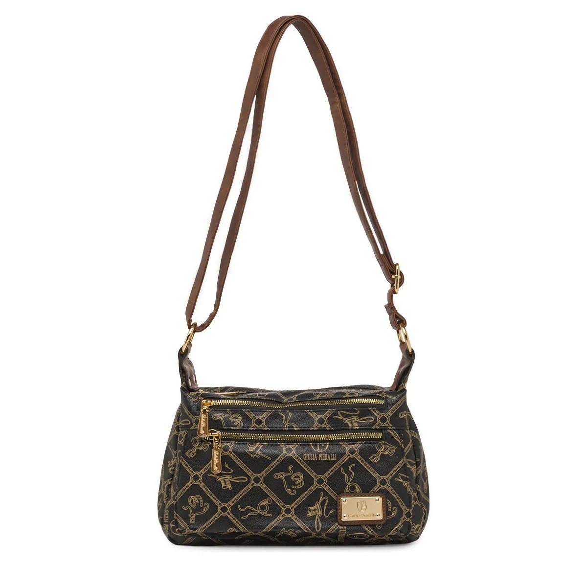 Borsa a tracolla da Donna nera con stampa monogram Giulia Pieralli