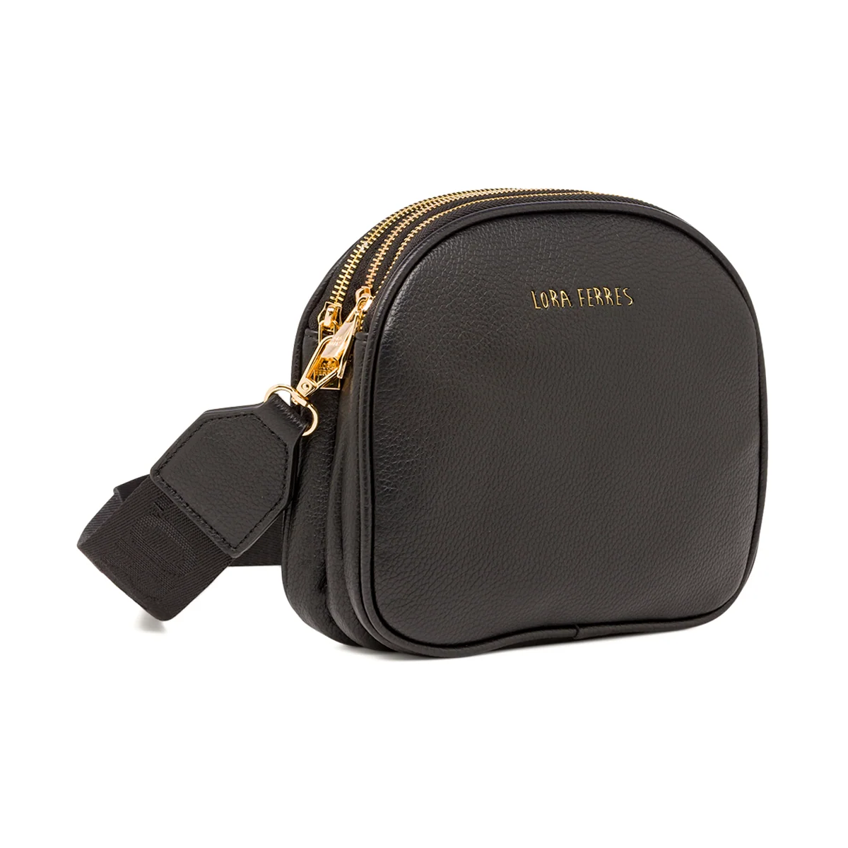 Borsa a tracolla da donna nera Lora Ferres con tripla zip