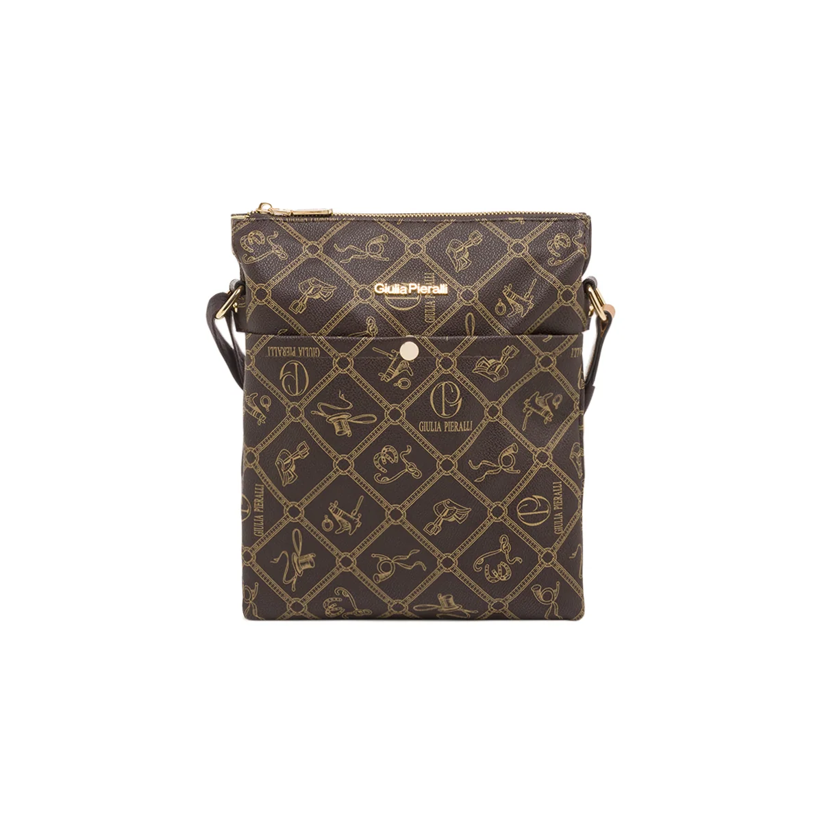 Borsa a tracolla marrone da Donna con stampa monogram Giulia Pieralli