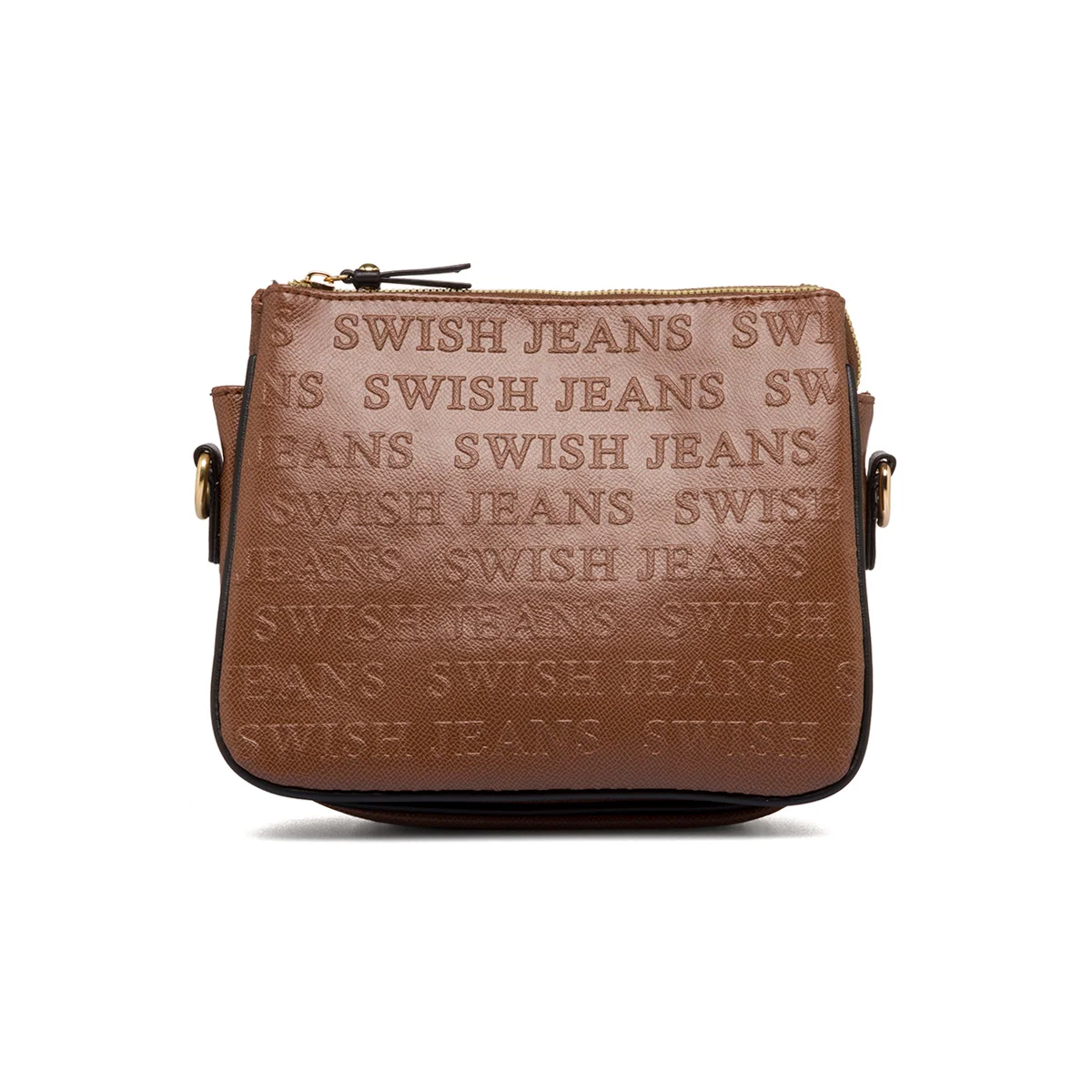 Borsa a tracolla marrone da donna con stampa monogramma Swish Jeans