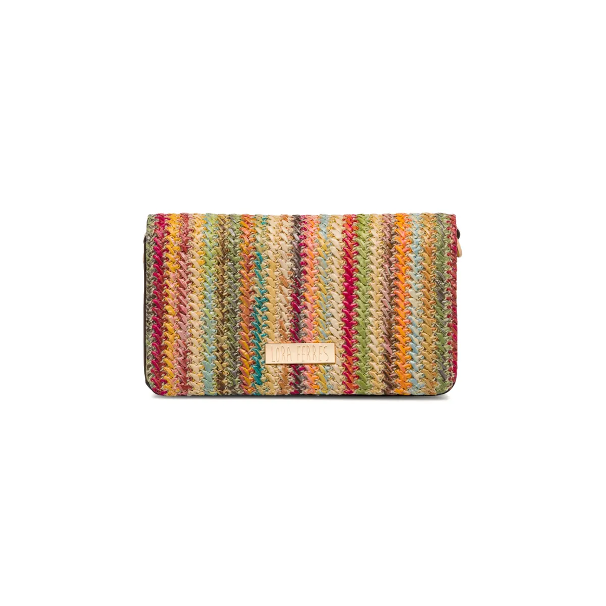 Borsa a tracolla multicolore da Donna in tessuto intrecciato effetto rafia Lora Ferres