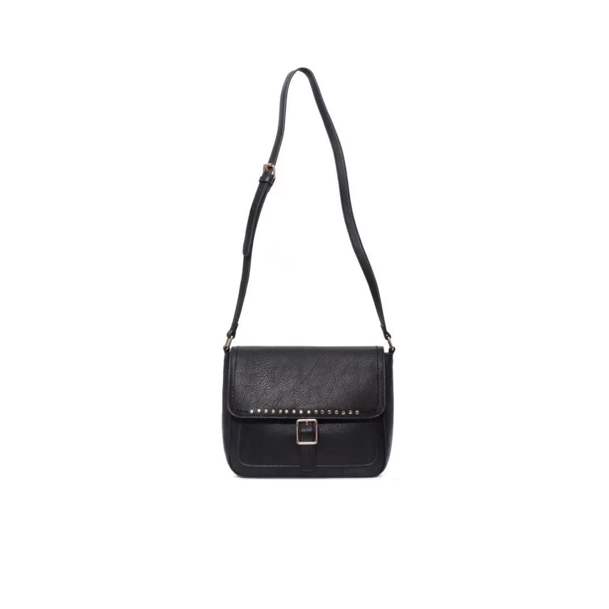 Borsa a tracolla nera con piccole borchie Lora Ferres