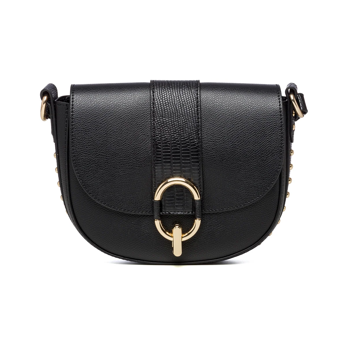 Borsa a tracolla nera con piccole borchie oro Carrera Jeans Nova