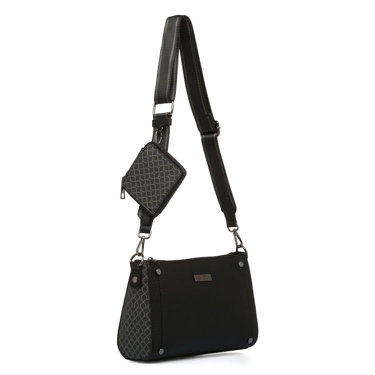 Borsa a tracolla nera da donna con chiusura a zip Lora Ferres