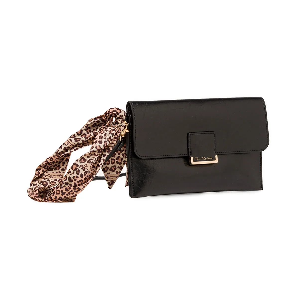 Borsa a tracolla nera da Donna con foulard animalier Renato Balestra