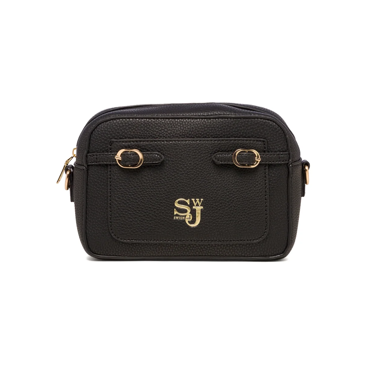 Borsa a tracolla nera da donna con logo in metallo Swish Jeans Alina