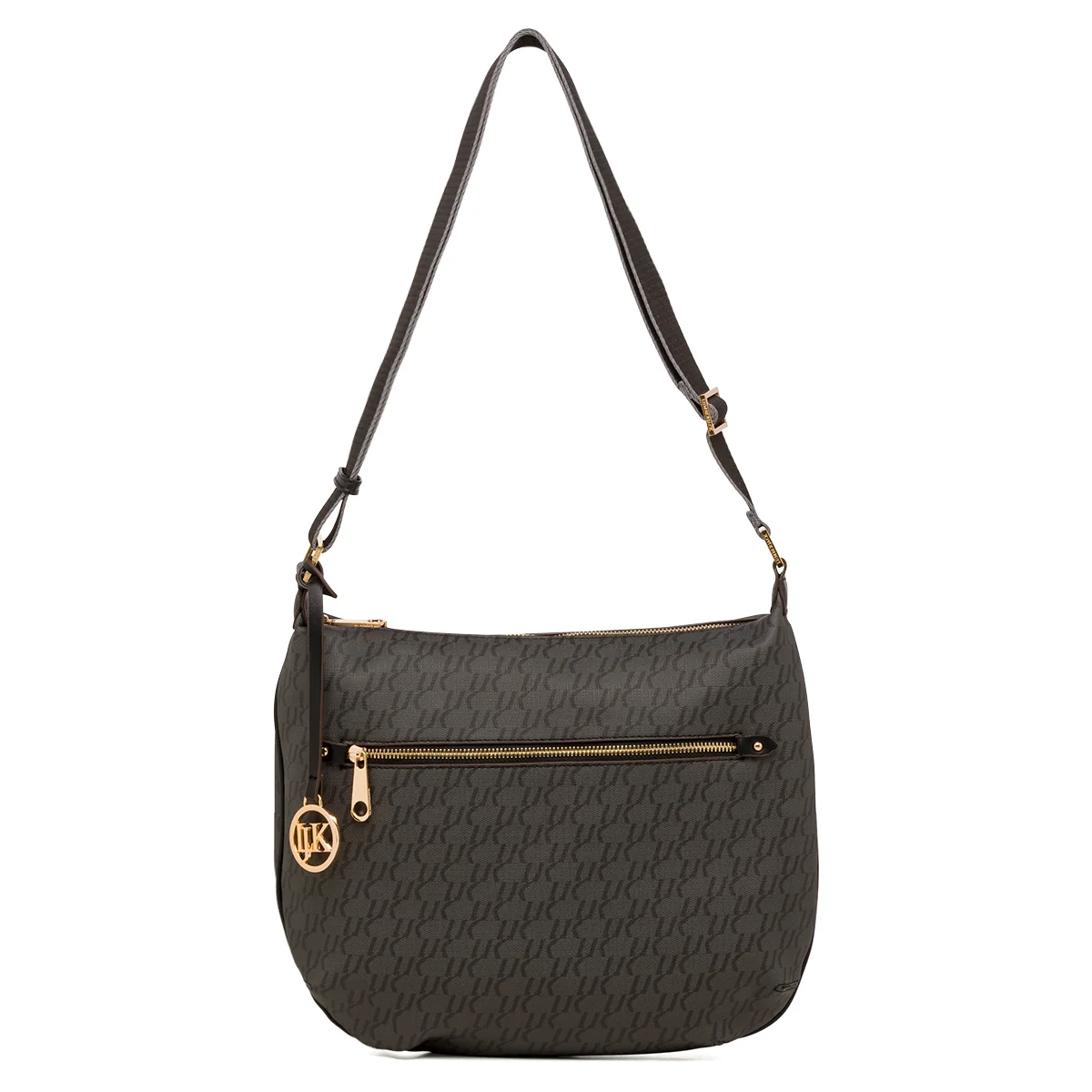 Borsa a tracolla nera da donna con logo pendente dorato Lumberjack