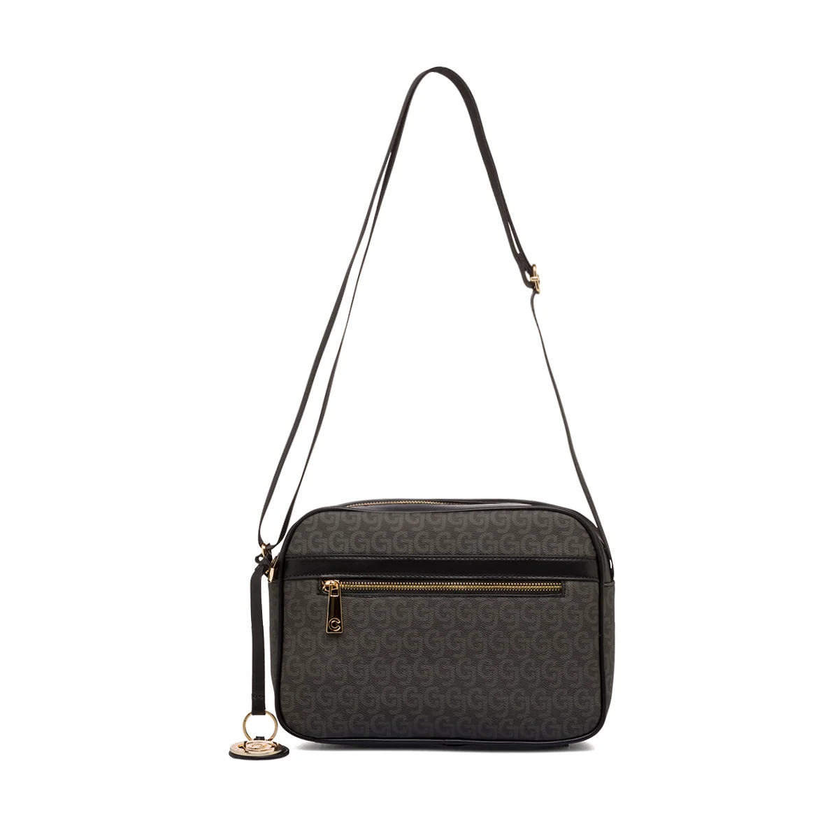 Borsa a tracolla nera da donna con zip e monogramma Carrera Audrey