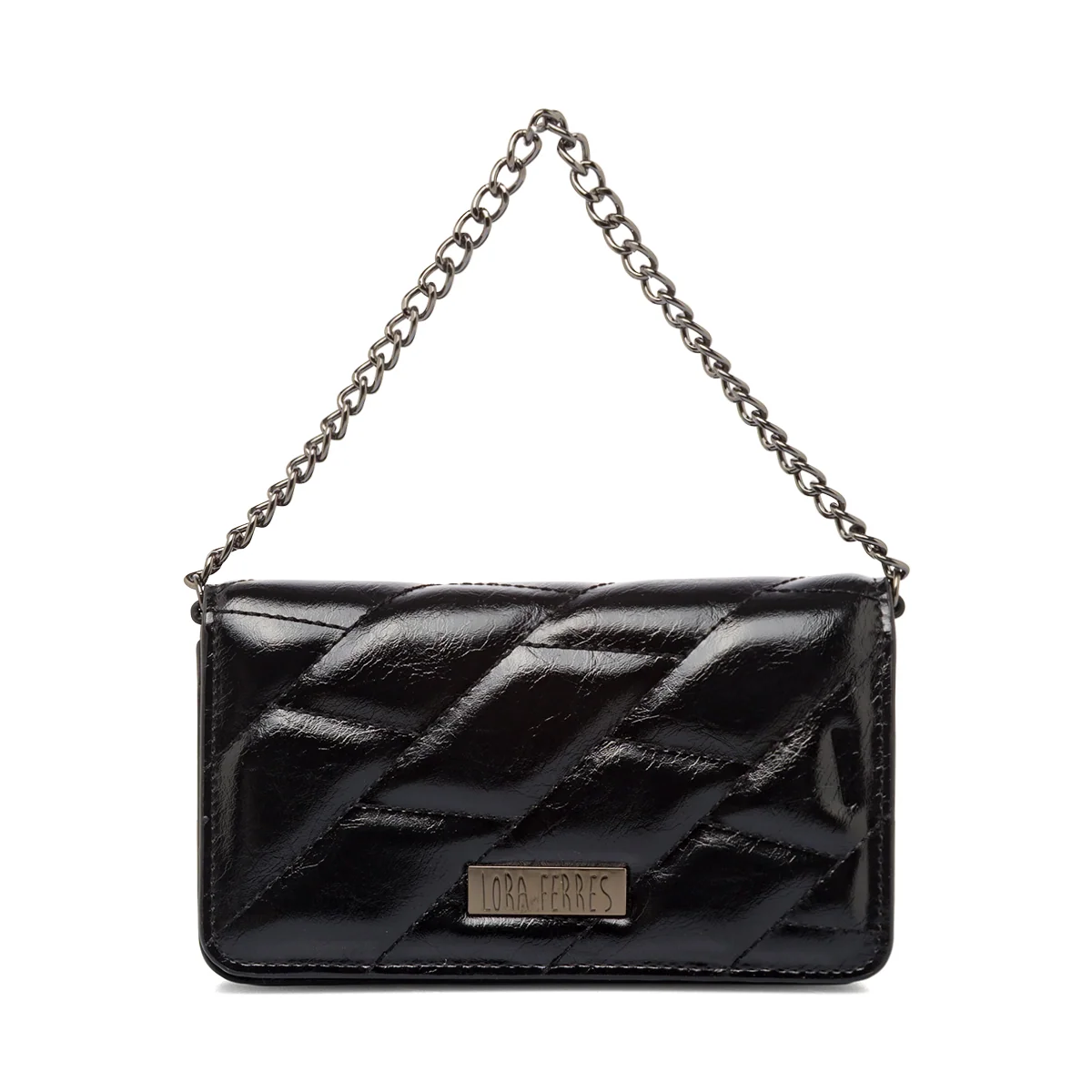 Borsa a tracolla nera da Donna effetto vernice Lora Ferres