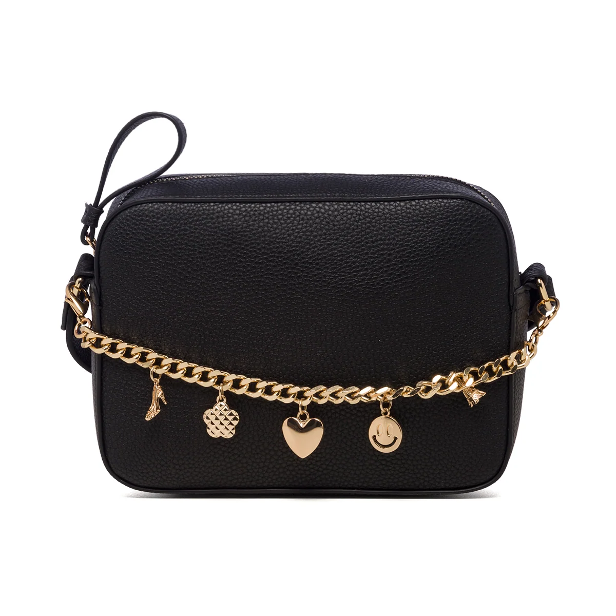 Borsa a tracolla nera da donna in pelle vegana martellata Call It Spring Trinket
