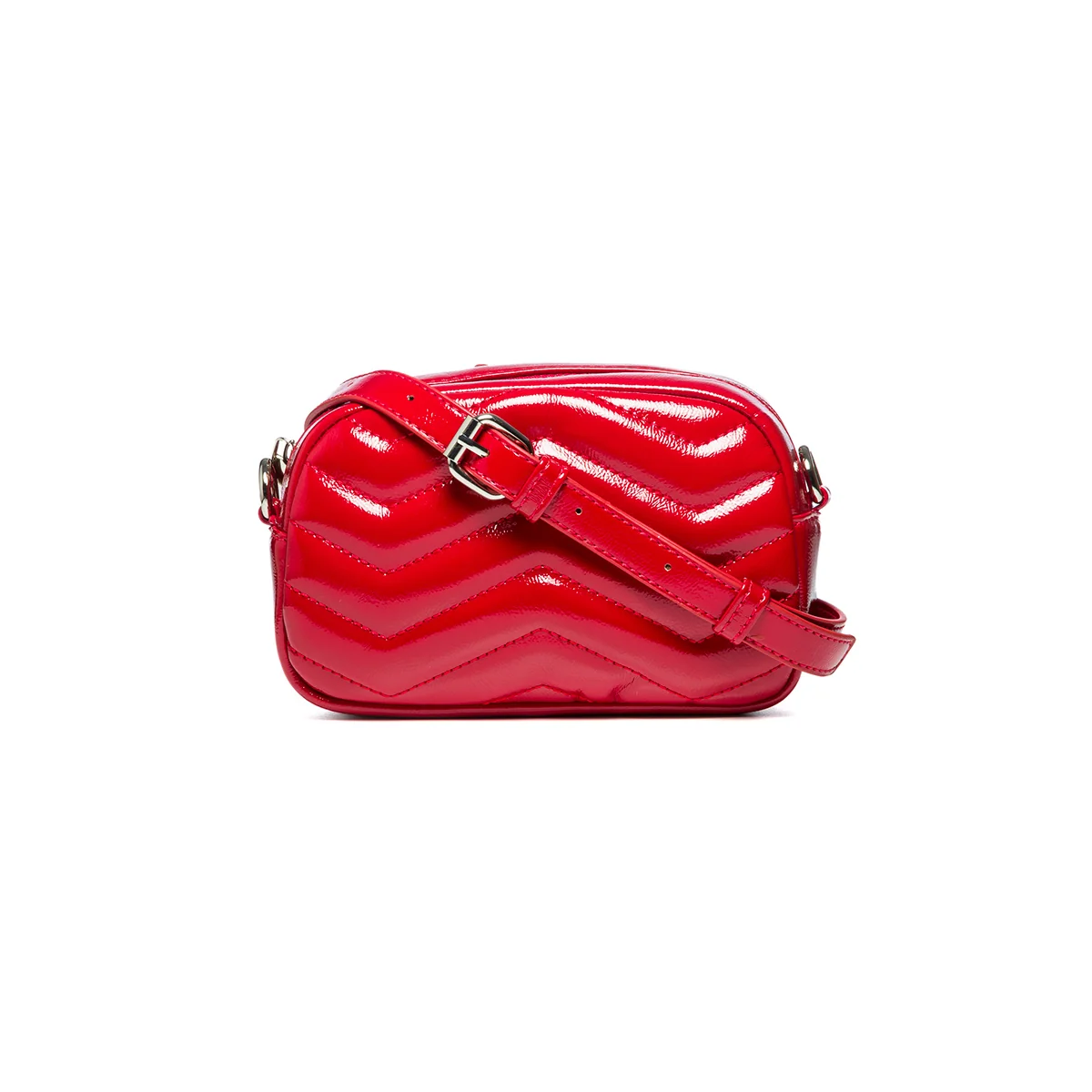 Borsa a tracolla rossa effetto vernice Lora Ferres
