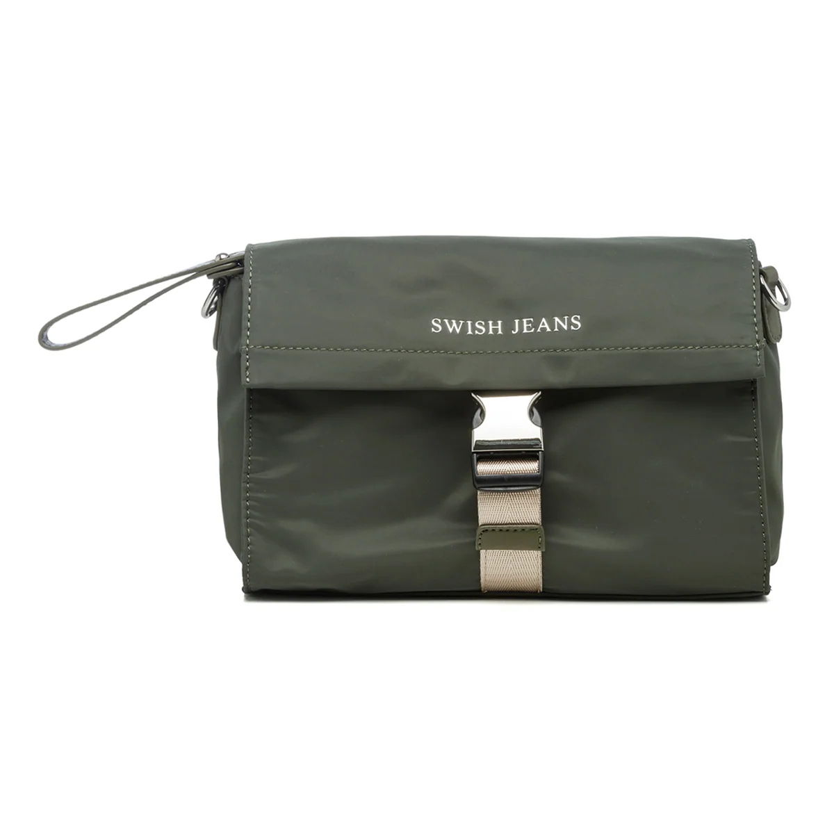 Borsa a tracolla verde in nylon Swish Jeans Sheila