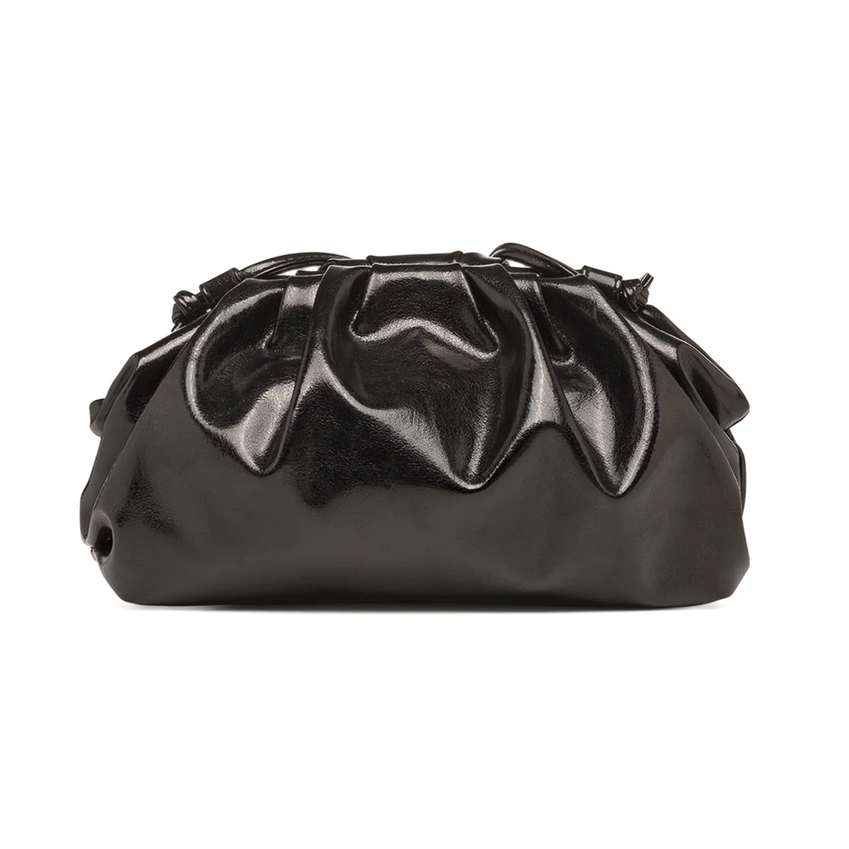 Borsa Clutch Nera da Donna arricciata effetto lucido Camomilla Milano