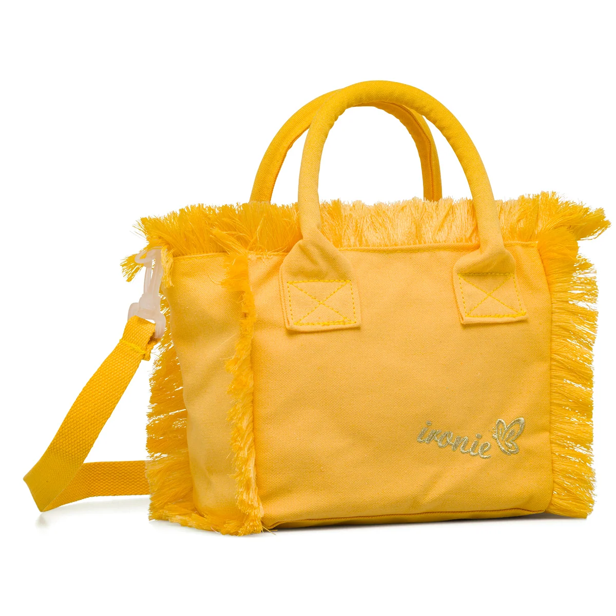 Borsa da mare Donna in tessuto Giallo con frange Ironie