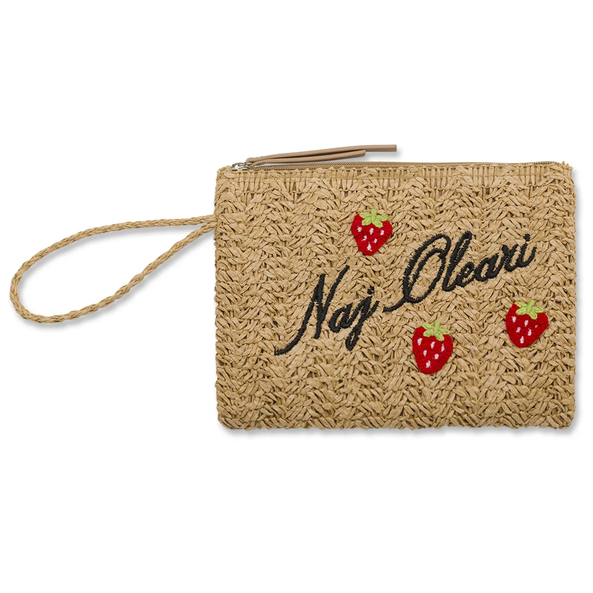 Borsa mare pochette da Donna effetto paglia con ricami Naj Oleari