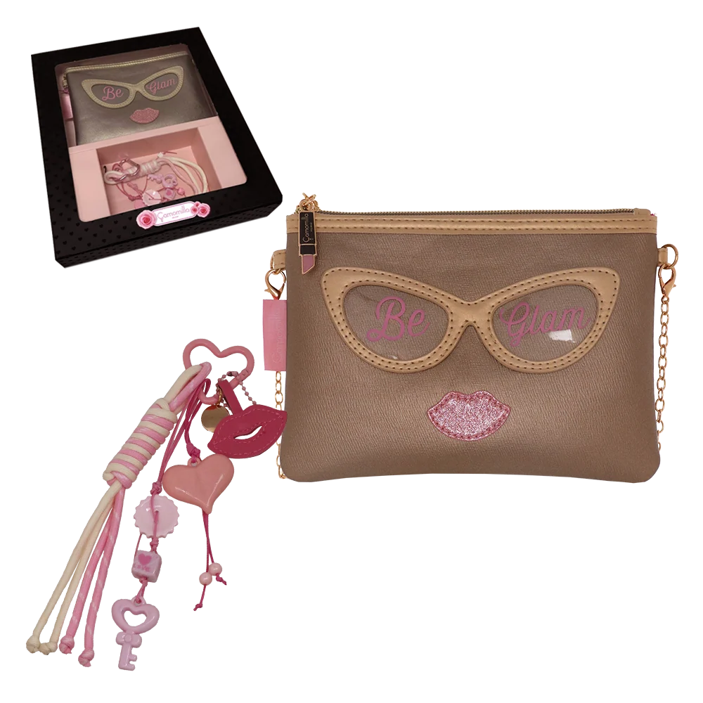 Borsa Pochette Rosa da Donna con charm portachiavi Camomilla Milano