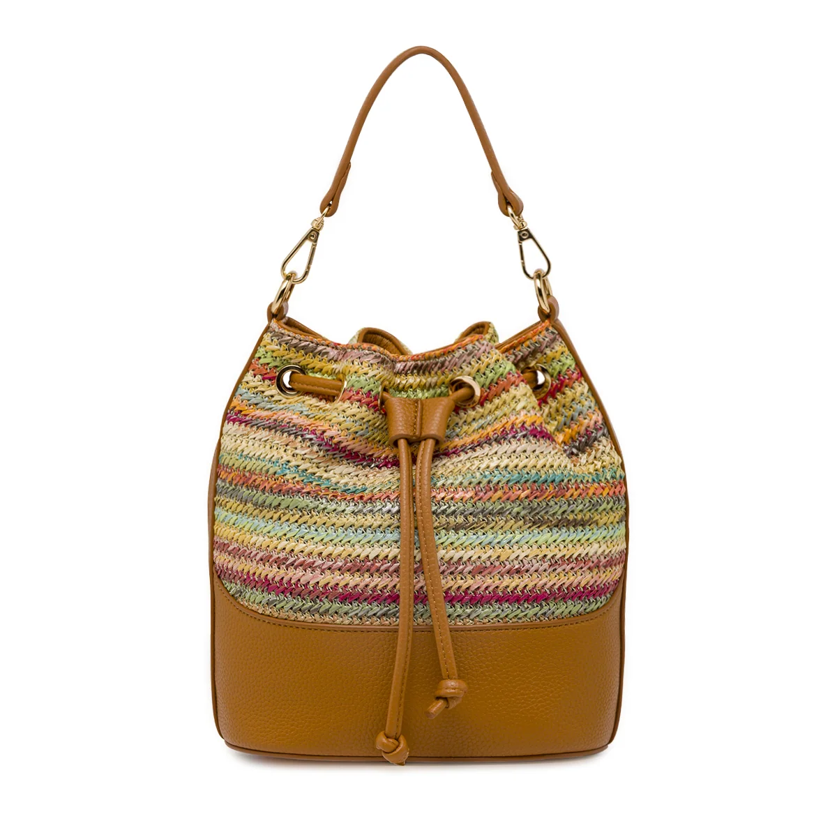 Borsa secchiello multicolore Donna effetto paglia Lora Ferres