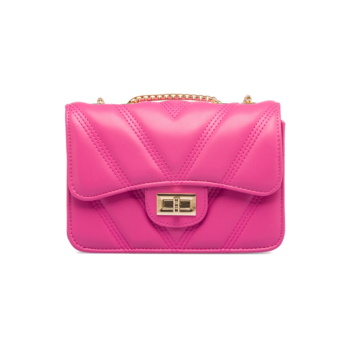 Borsa trapuntata fucsia da donna con tracolla a catena Lora Ferres