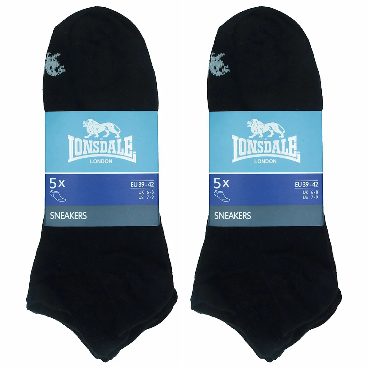 Calzini sportivi corti neri unisex in cotone Lonsdale