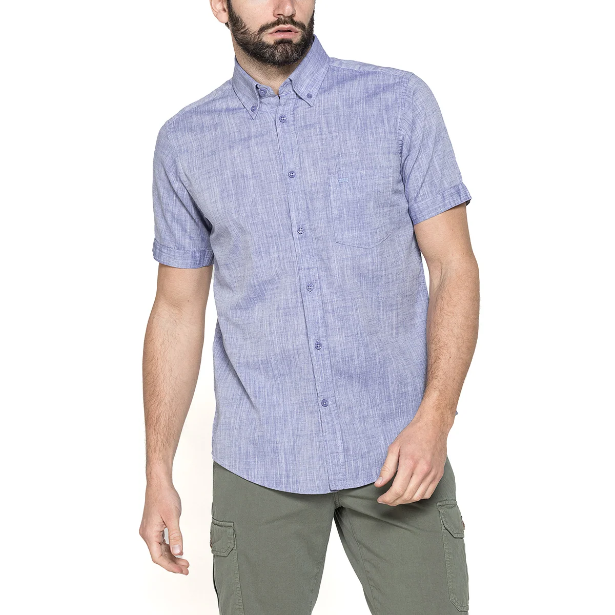 Camicia a maniche corte casual da Uomo blu melange Carrera Jeans