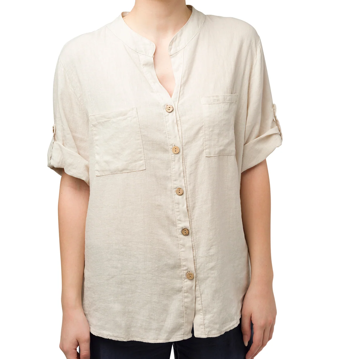 Camicia da donna misto lino beige Swish Jeans