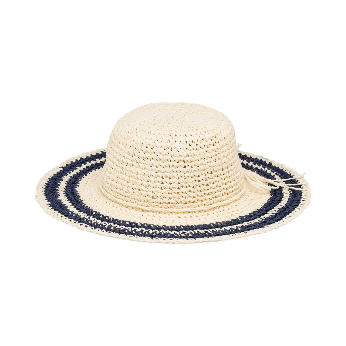 Cappello di paglia a tesa larga da donna stile uncinetto Lora Ferres