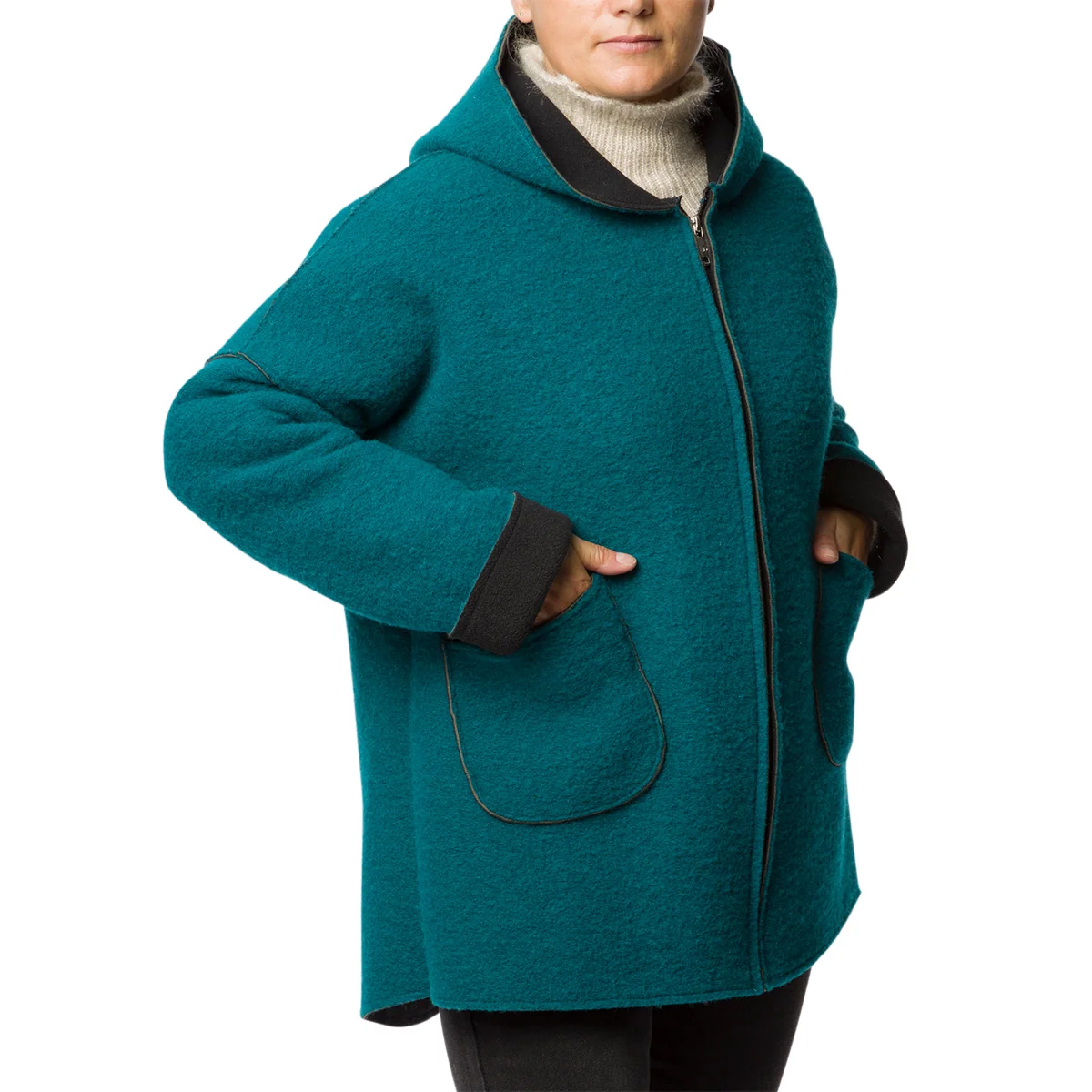 Cappotto blu in lana cotta da donna Swish Jeans
