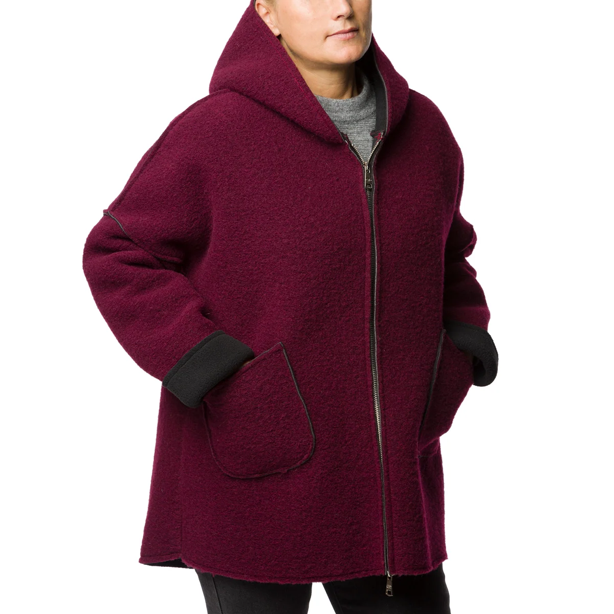 Cappotto bordeaux in lana cotta da donna Swish Jeans