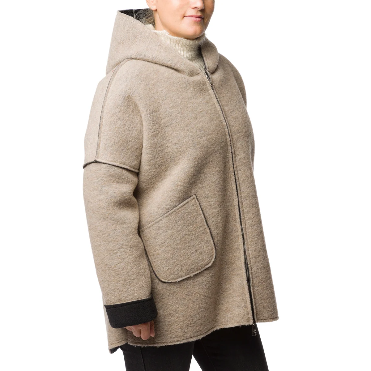 Cappotto grigio in lana cotta da donna Swish Jeans