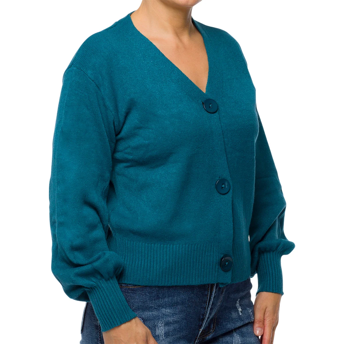 Cardigan corto blu da donna con chiusura a bottoni Swish Jeans