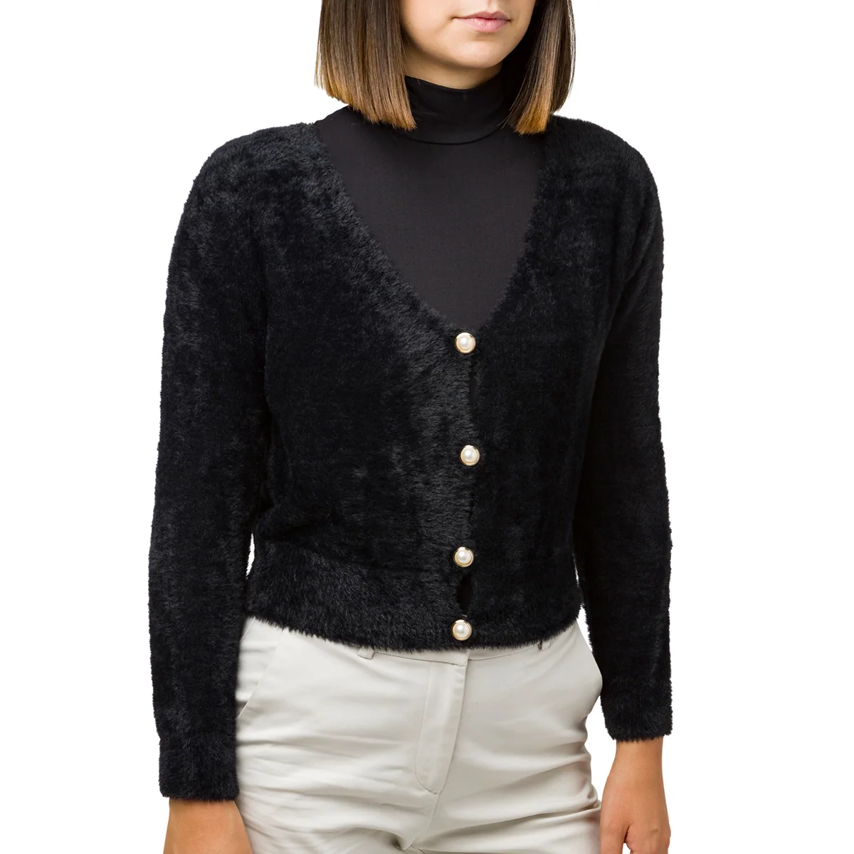 Cardigan donna nero con bottoni Swish Jeans