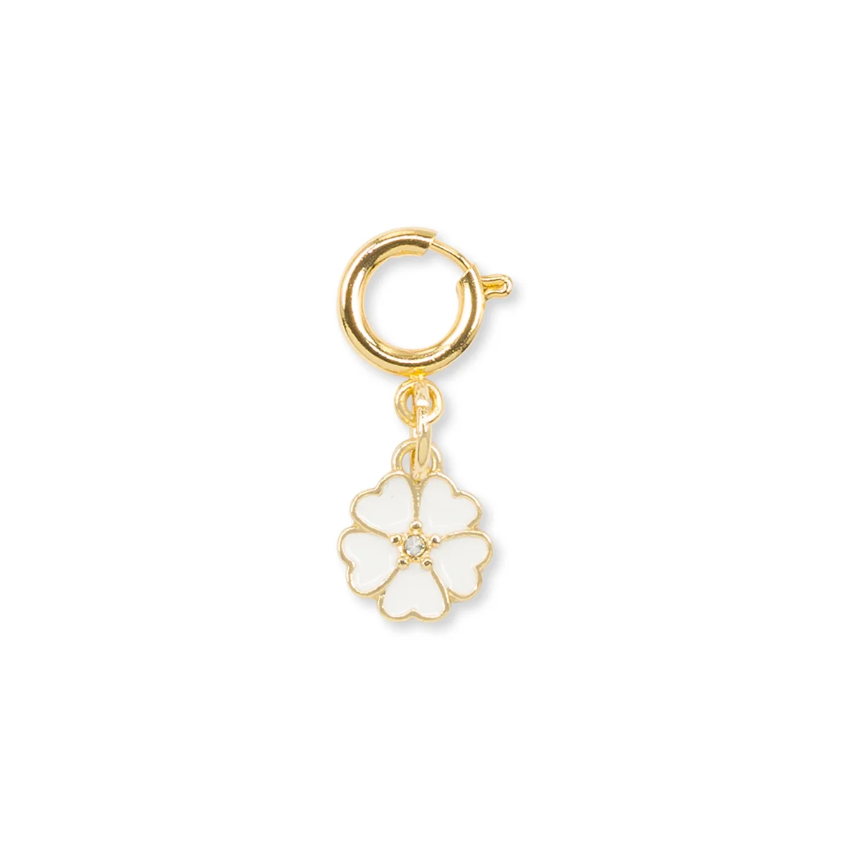 Charm Quadrifoglio bianco e oro decorazione scarpe Lora Ferres