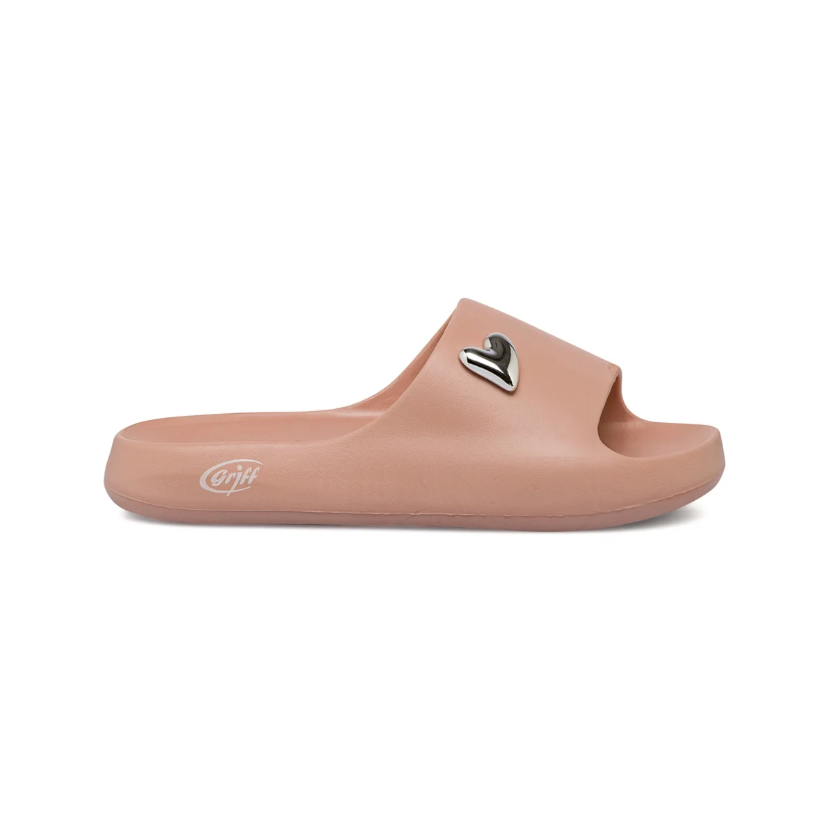 Ciabatte a fascia Donna Rosa con dettaglio cuore argento Griff