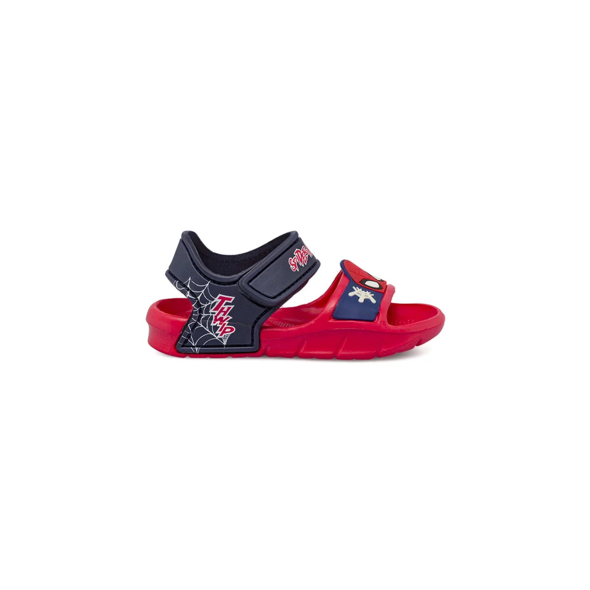 Ciabatte a fascia rosse da Bambino con cinturino e grafica Spiderman