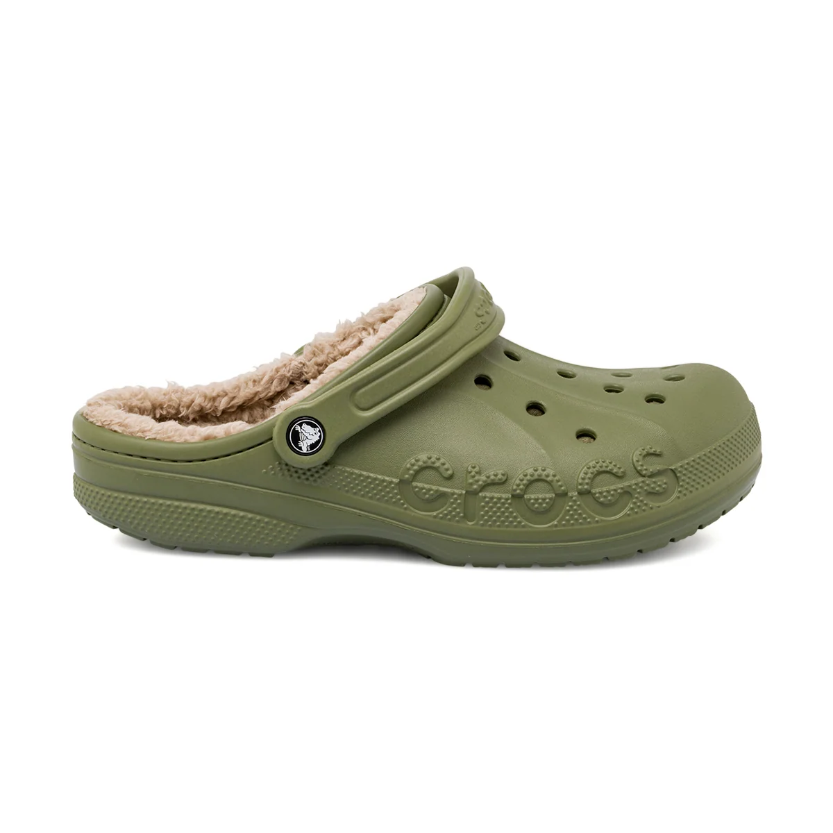 Ciabatte Baya Lined Clog Unisex verdi foderate con imbottitura calda Crocs