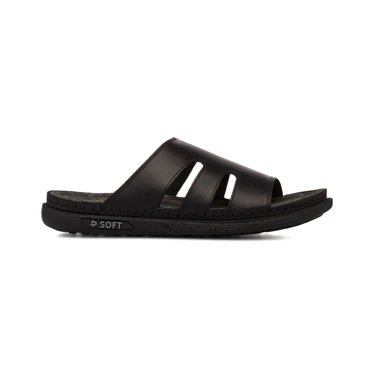 Ciabatte Casual Comfort Nere da Uomo in Pelle P Soft