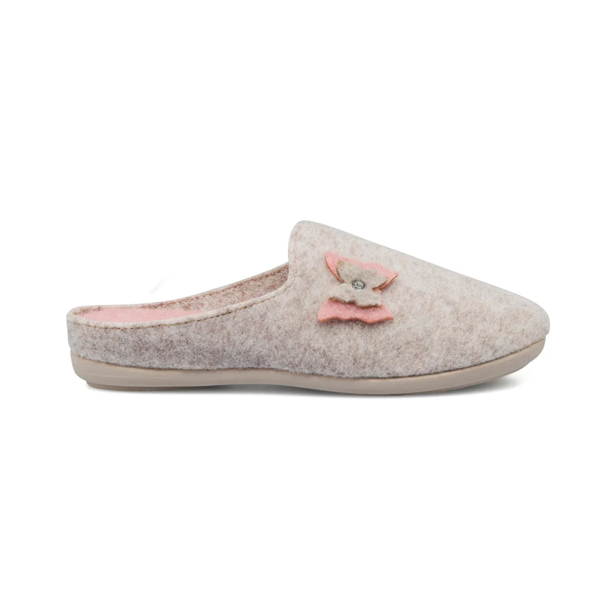 Ciabatte da donna beige in tessuto con dettagli rosa e strass De Fonseca